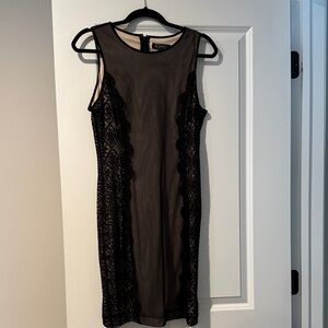 Guess Black and Beige Lace Mini Dress